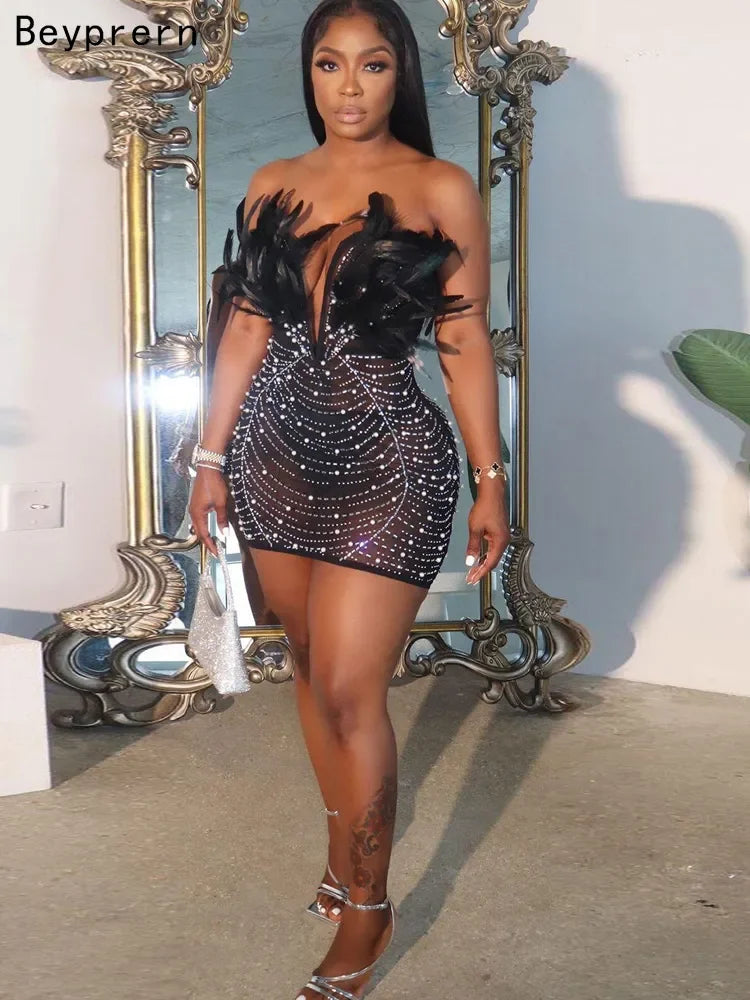 LUX Evening Feather Party Dress