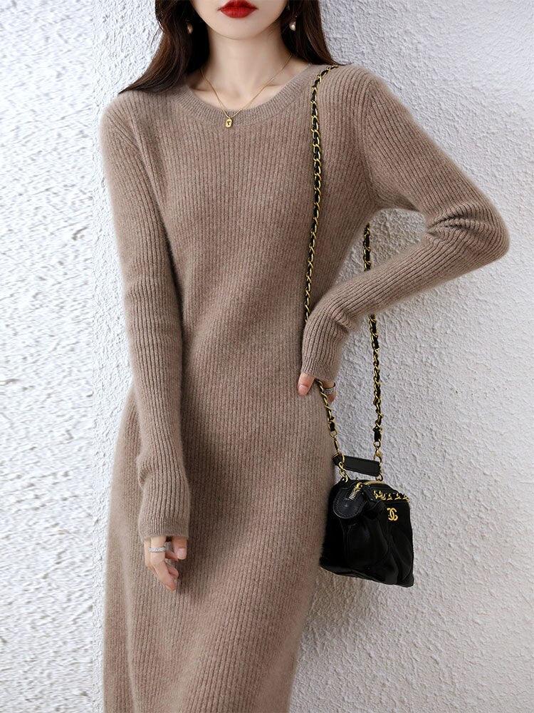Vienna Cashmere Sweater Dress 100% Merino Wool