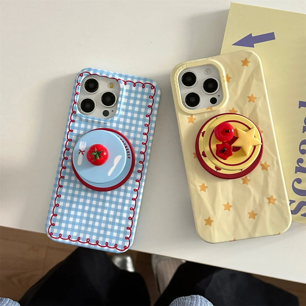 Fashion Wrinkle Texture Plaid Pattern Magnetic Phone Case For iPhone