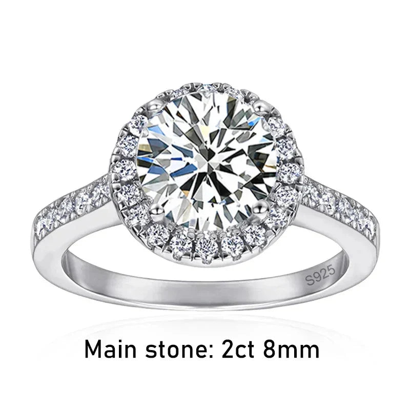 Tezzc 2ct Moissanite Halo Engagement Ring For Women S925 Sterling Silver Wedding Rings With certificate Fine Jewelry Wholesale