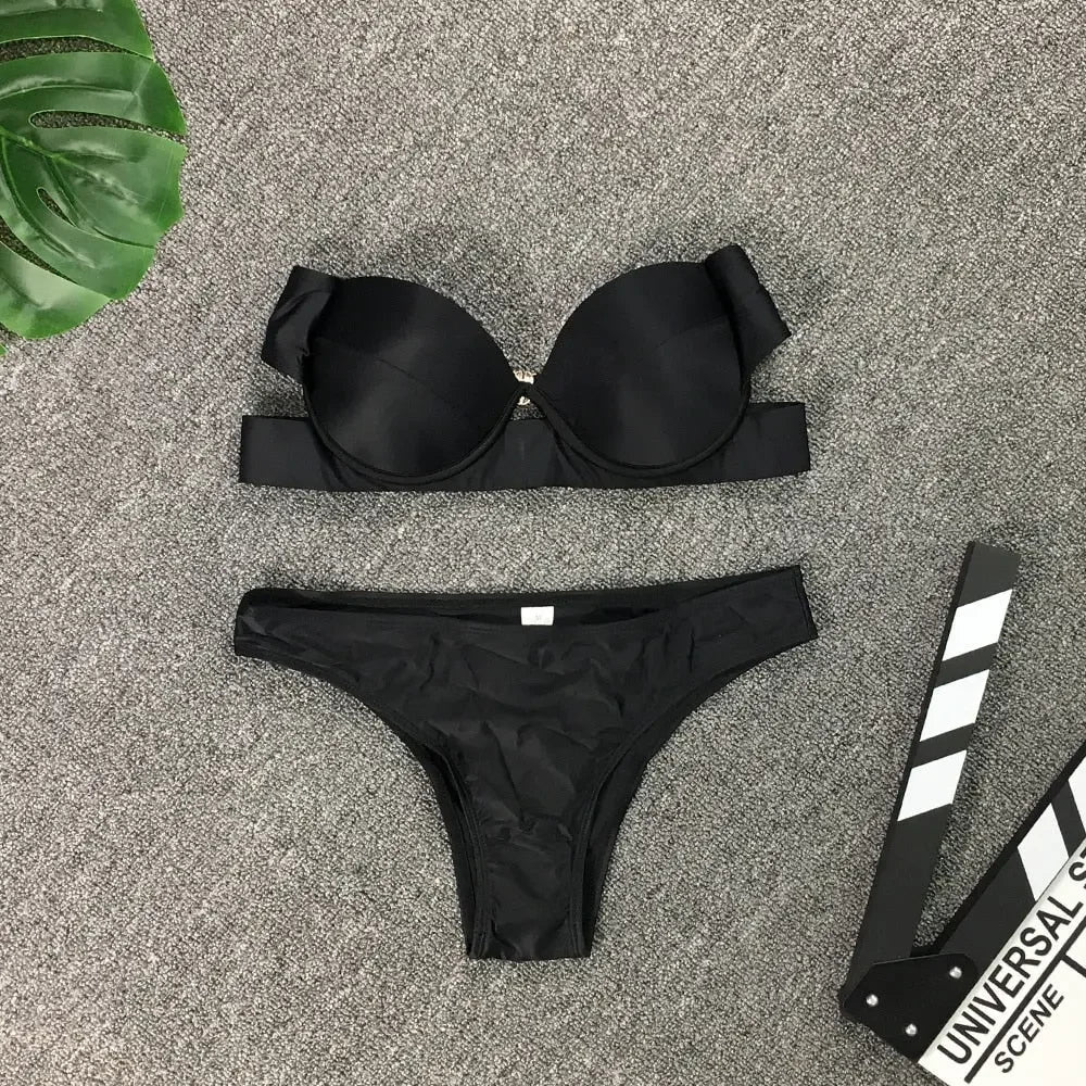 Strapless Double Strap Push Up Bikini
