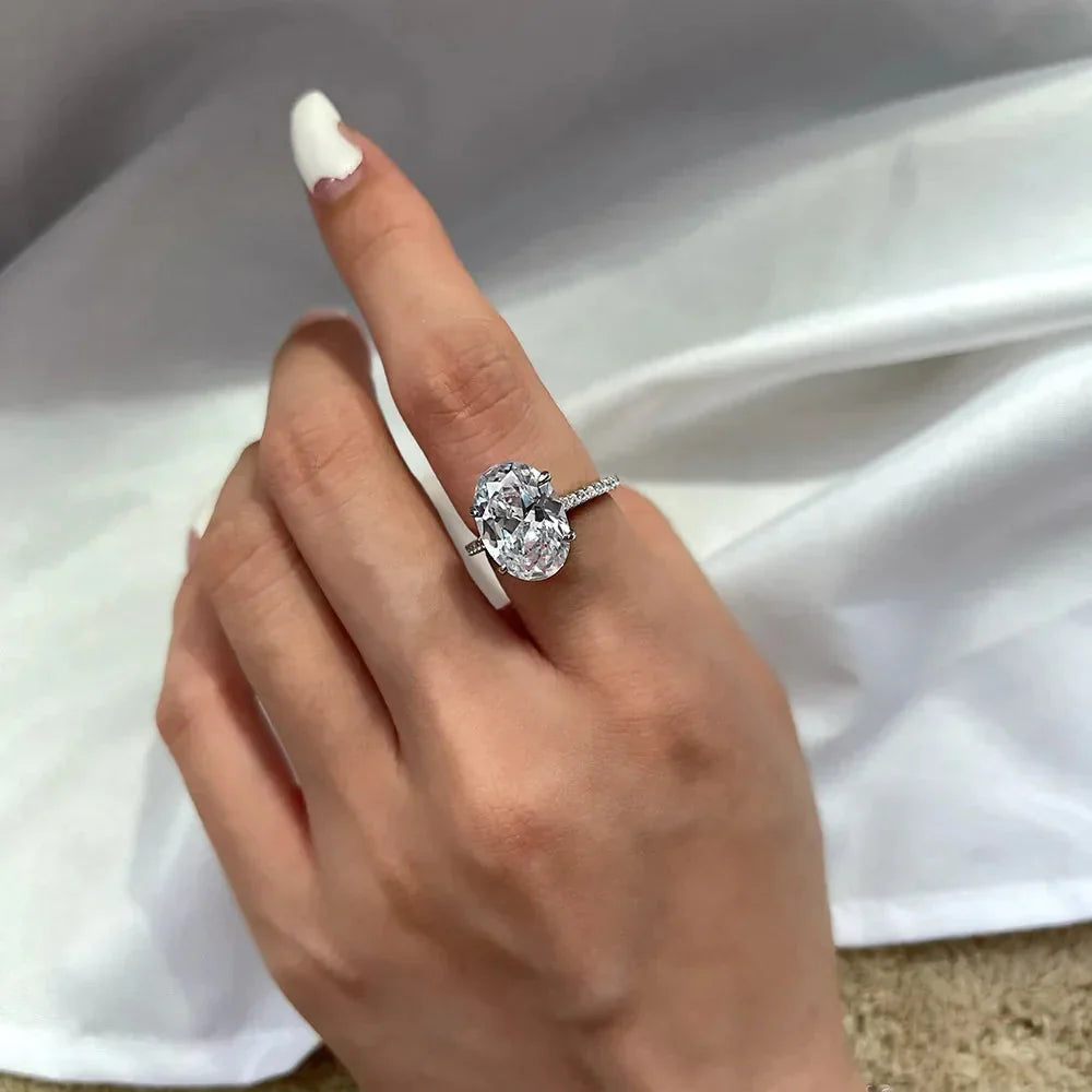WUIHA New 925 Sterling Silver Oval Pear Cut 5CT/7CT/8CT White Sapphire Created Moissanite Diamonds Ring for Women Gift Wholesale