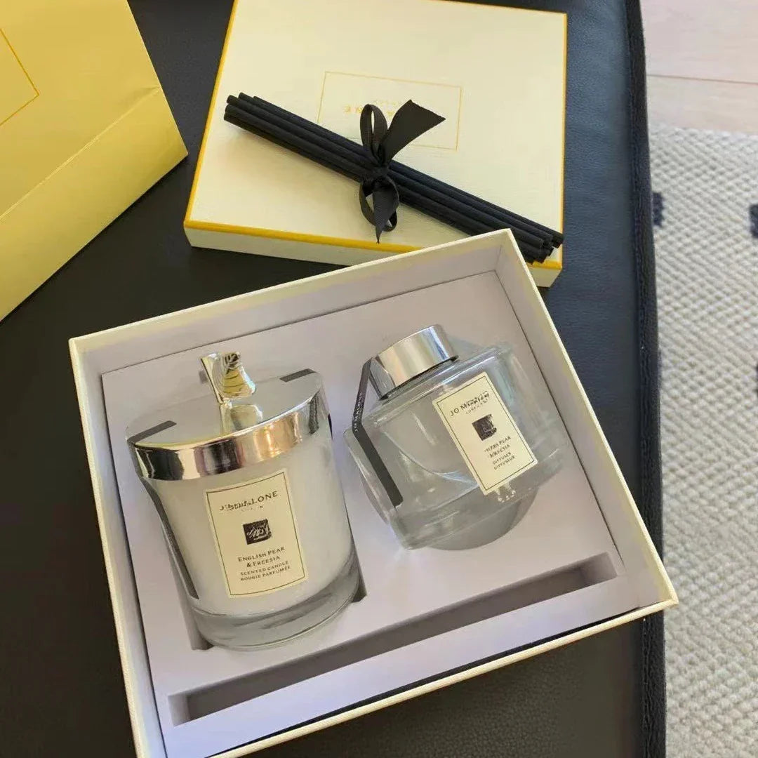 English Pear Reed Diffuser Scent Candle Sets Aromatherapy Diffuser High Quality Essential Oil Lime Basil Gift Box Home Decor