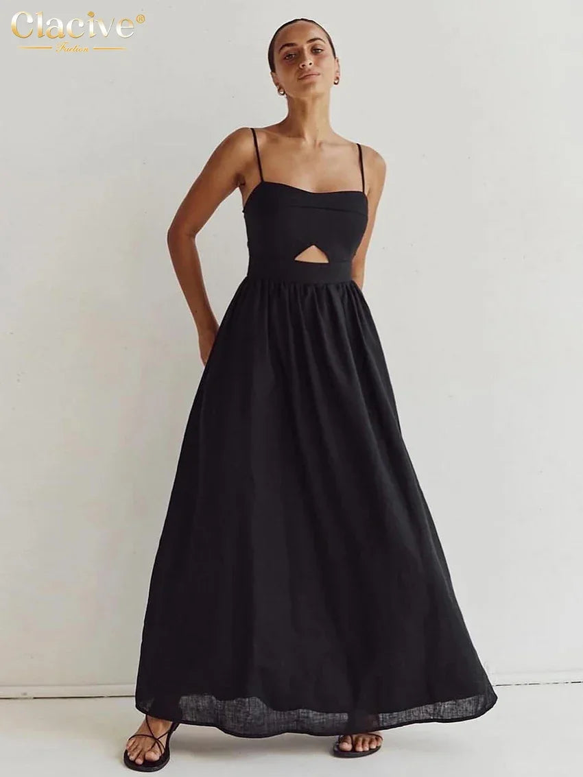 Stunning Black Cotton Prom Dress