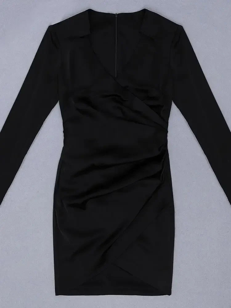 Deep V Long Sleeve Bodycon Dress