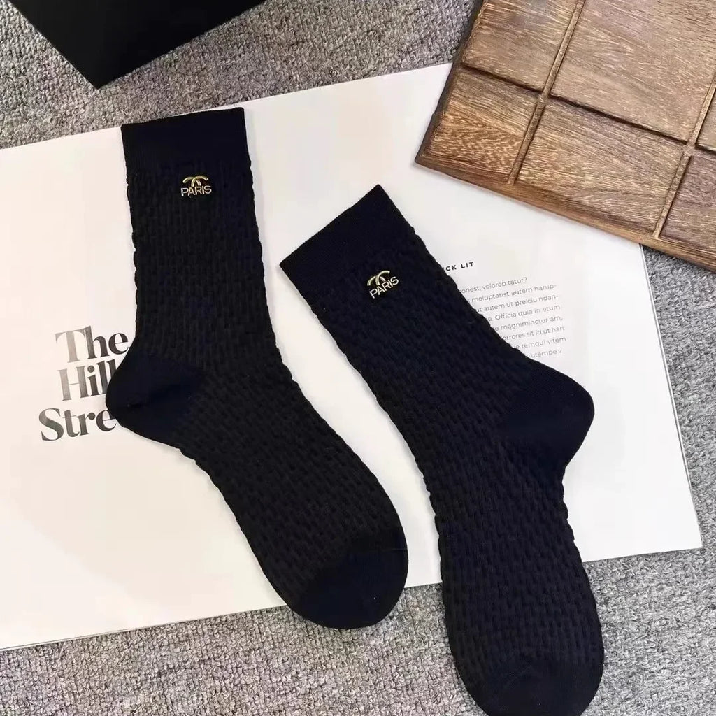 Retro Metal Letter Label Socks Brand Designer Sock Europe Letter Cotton Luxury Socks Sexy Warm Personality Fashion Boots Socks