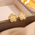 Shining Plum Blossom Plant Five Leaf Flower Plant Jewelry Set Bracelet Necklace Earrings Women's Stainless Steel Clover