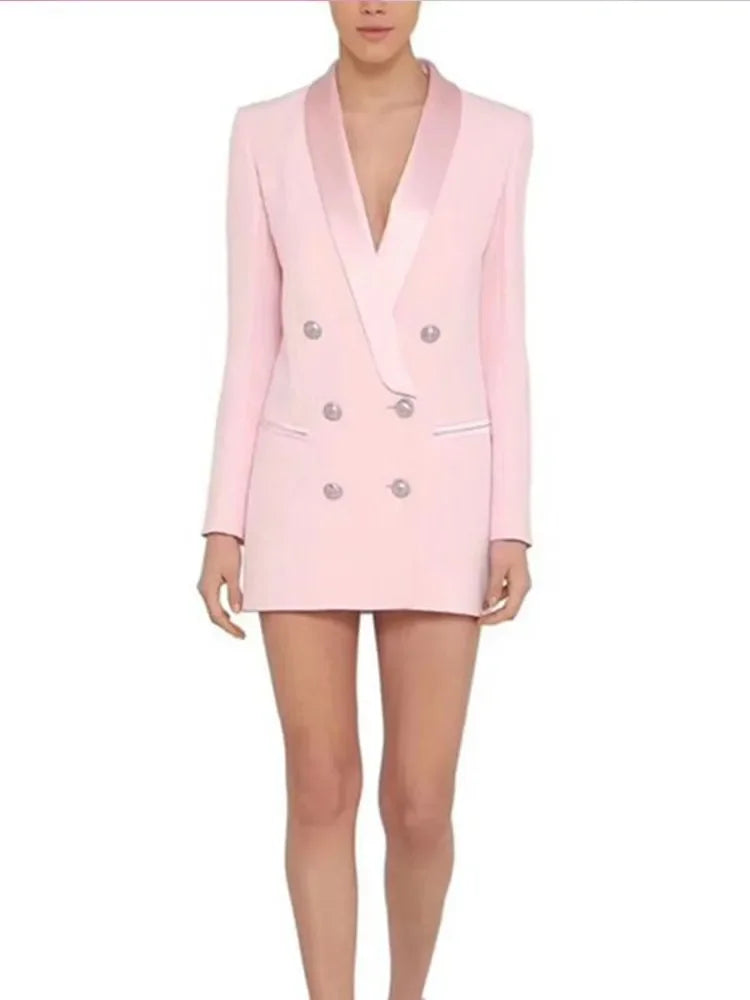 Lux Designer Satin Collar Long Brazer