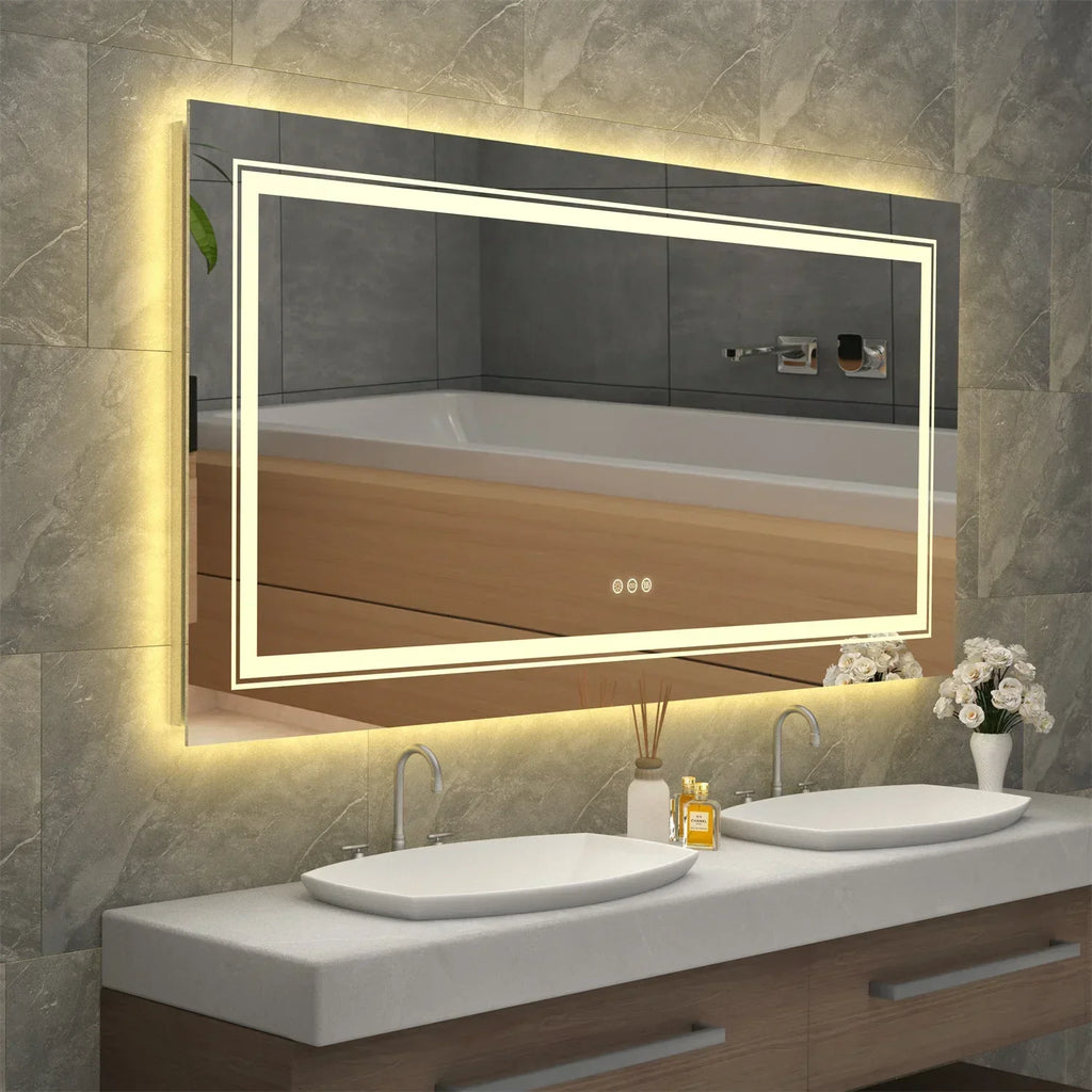 LED Dimmable Backlit Overaized Mirror With Anti-Fog
