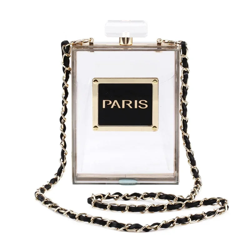 Acrylic Paris Perfume Shaped Crossbody Bag