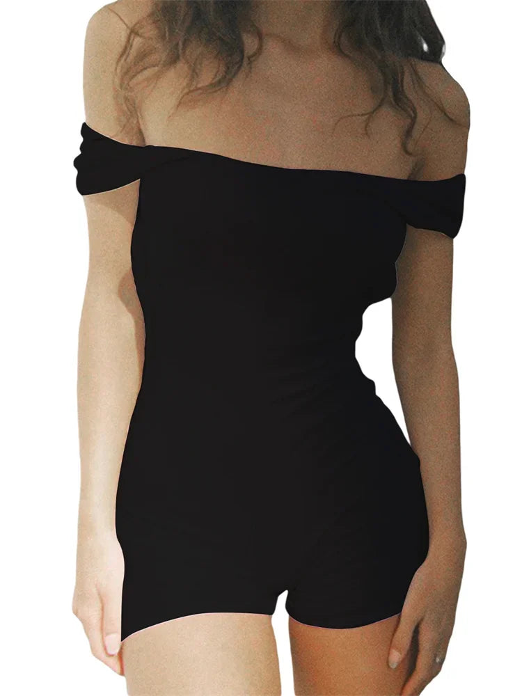 CHRONSTYLE Women Short Sleeve Backless Tie-up Playsuits Sexy Streetwear 2022 Summer Slim Rompers Low Cut Jumpsuits Biker Shorts