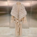 Lady Fashion Sweater Autumn Winter Long Coat 2023 Women's Knitted Cardigan Fox Fur Trim Belt