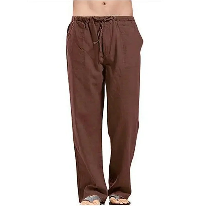 FGKKS Linen Wide Men Pants New Korean Oversize Linens Streetwear Trousers Male Spring Casual Men Pants