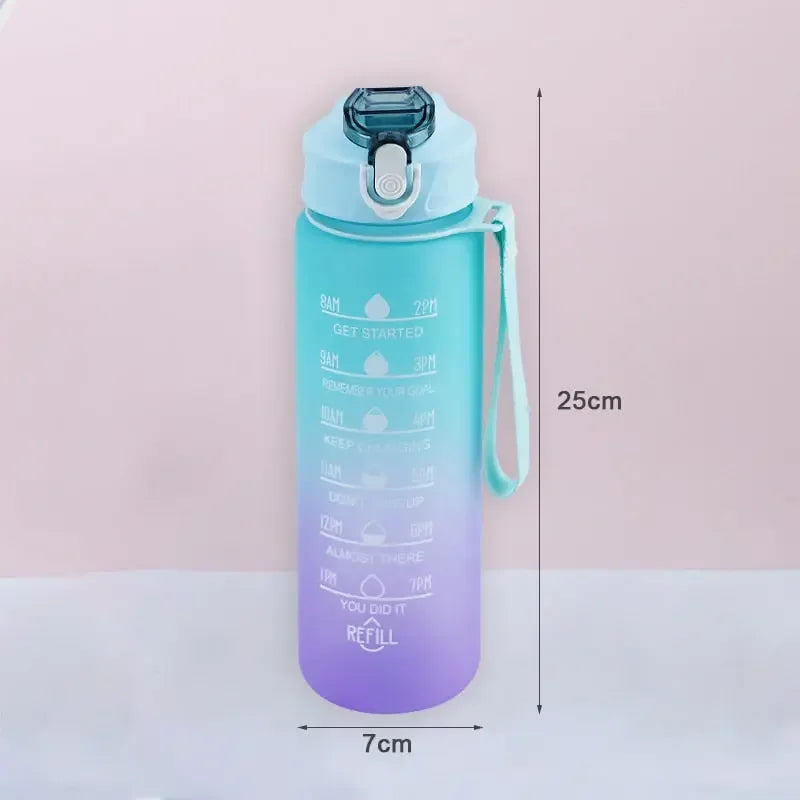 Gradient Sports Water Bottle with Time Marker Leak-proof Cup Motivational BPA Free