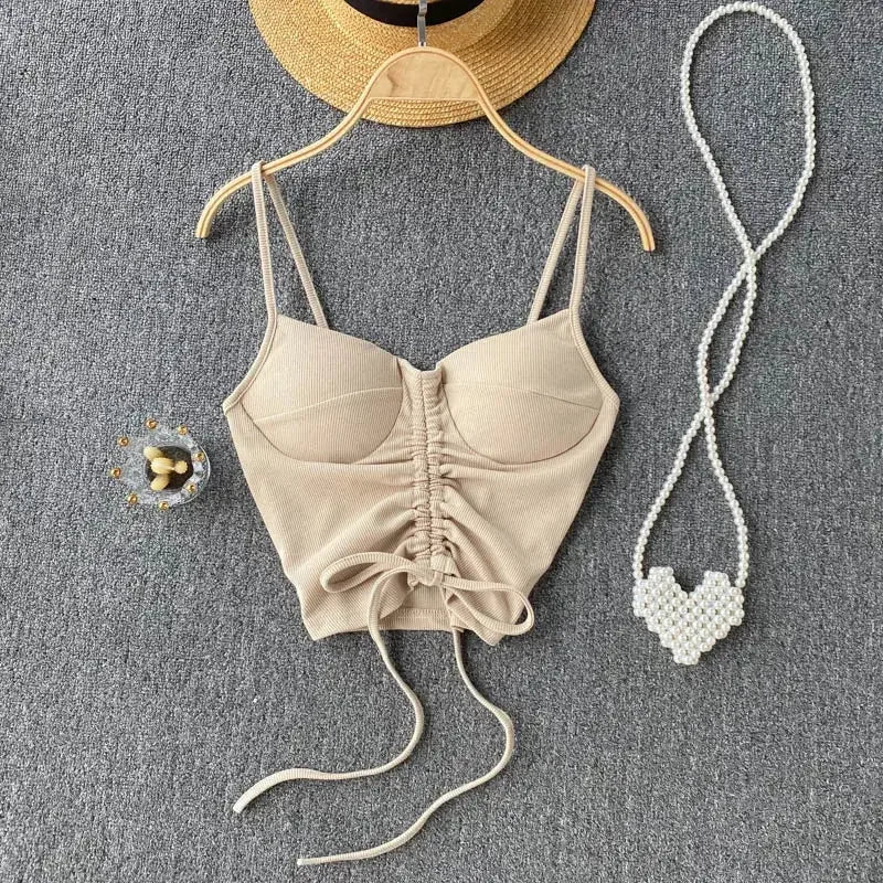 Strapless Western Style Skinny Tanks Camis for Women Summer Casual Solid Colours Female Corset Crop Tube Tops with Built In Bras