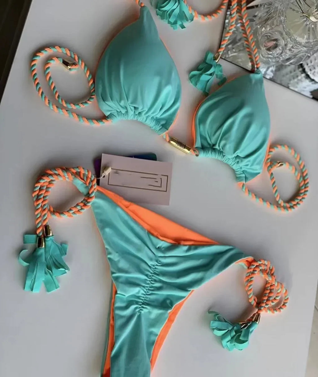New Women Bikini Backless Rope Triangle Swimsuit Multicolor Swimsuit