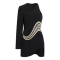 DEIVE TEGER 2023 New Women's One Shoulder Long Sleeve Mesh Patch Diamond Club Evening Sexy Party Mini Bandage Dress Vestidos