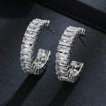 Emmaya New Geometric Rectangle Zircon Anti Allergy Stud Earrings For Women Fashion Gold Color Circle Shape Party Jewelry