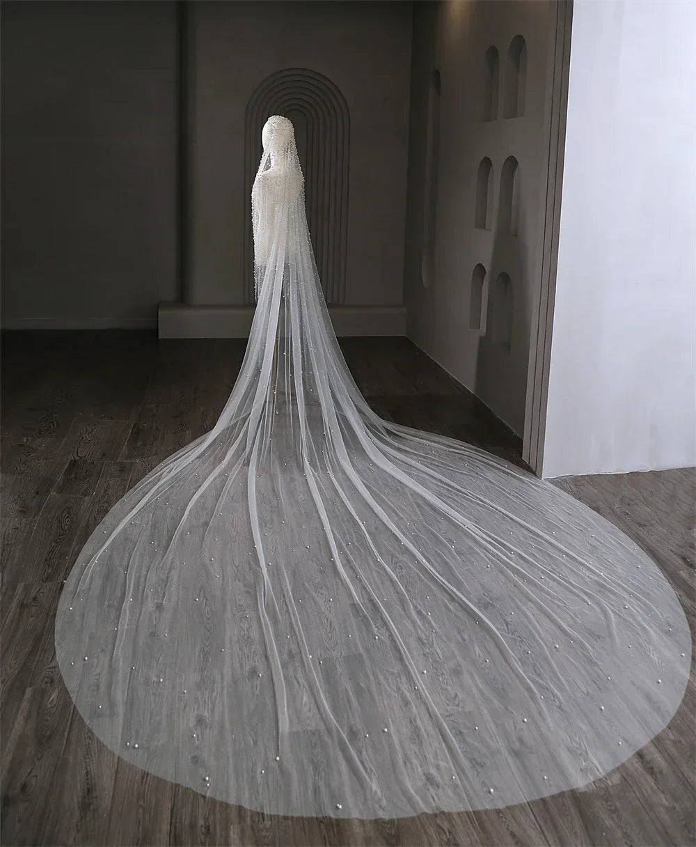 Precious Pearl Bridal Veil With Hair Clip