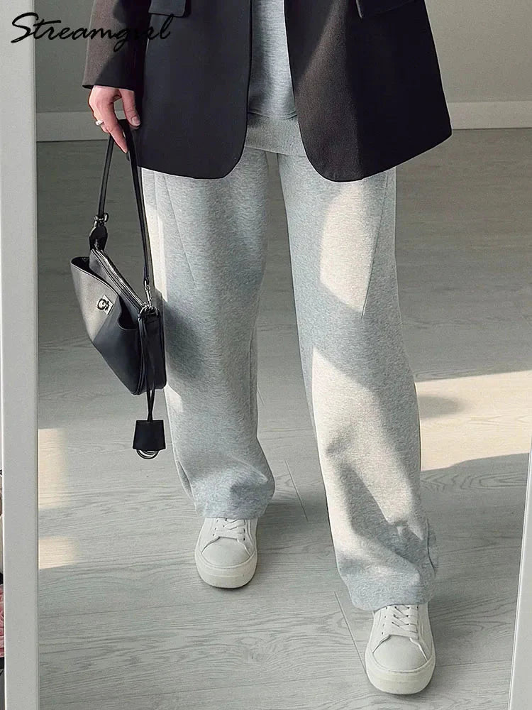 Women Straight Sweatpants Baggy Loose Dark Grey Long Pants Female Casual Sports Trousers High Waist Sweatpants For Women Joggers