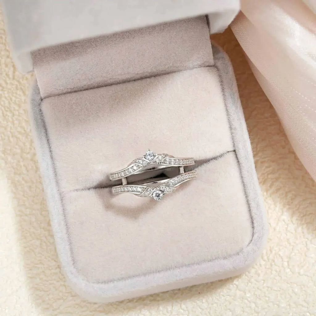 Genuine 925 Sterling Silver Crown Wedding Ring Enhancers for Women Adjustable Guard Rings 5A Cubic Zircon Fine Jewelry