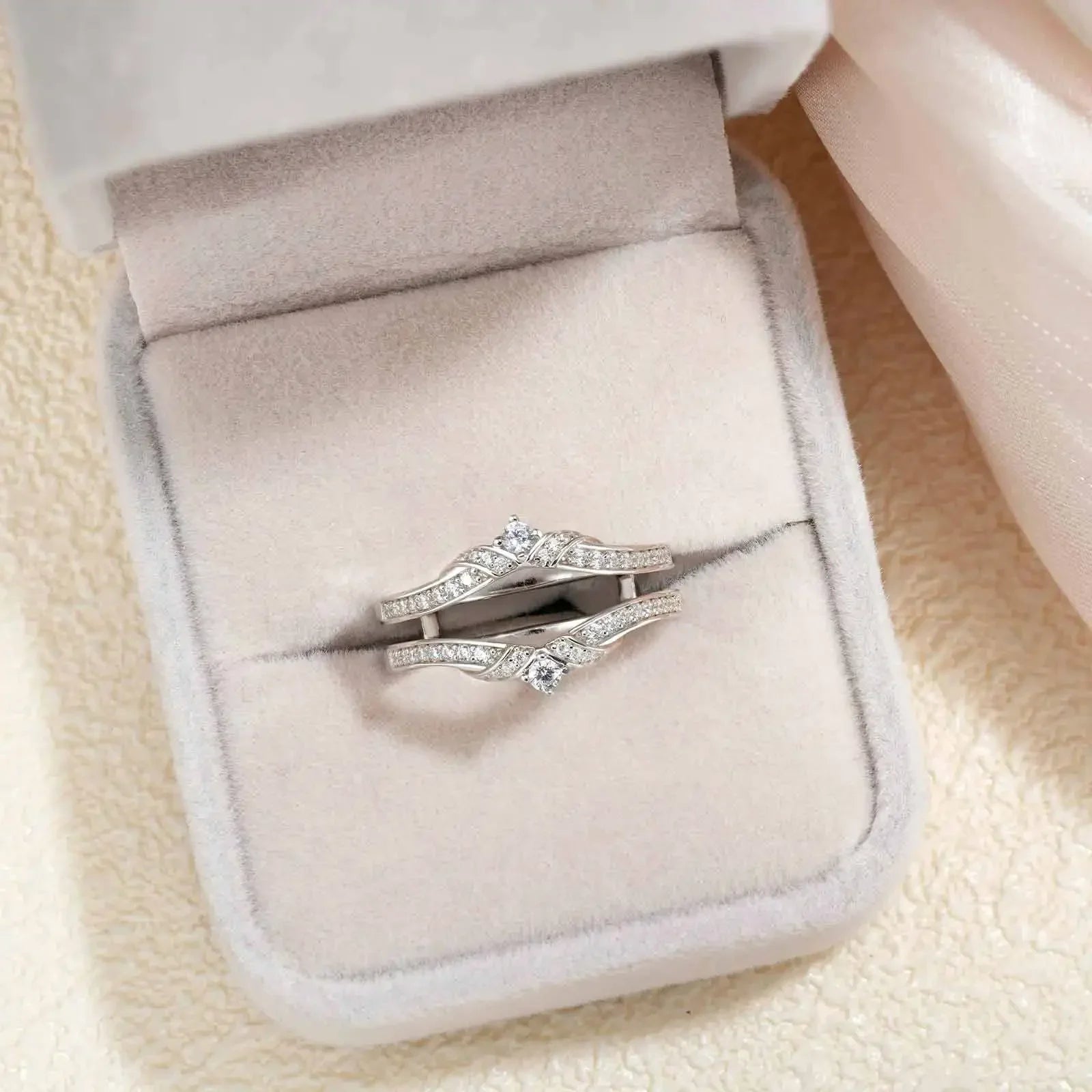 Genuine 925 Sterling Silver Crown Wedding Ring Enhancers for Women Adjustable Guard Rings 5A Cubic Zircon Fine Jewelry