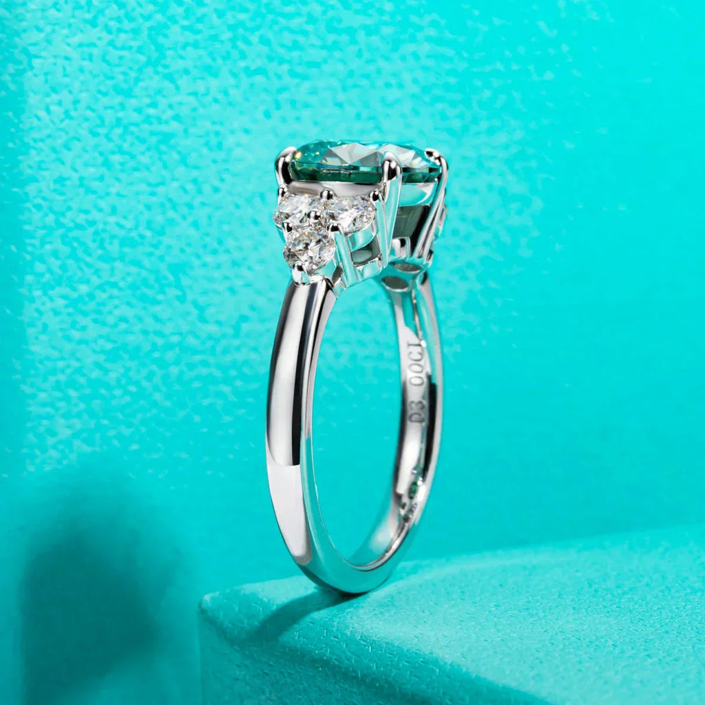 3ct Round Cut Moissanite Engagement Ring 18K Gold Plated Silver