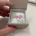 New 925 Sterling Silver Pink White Pear Cut Heart cut Simulated Diamond Wedding Party Open Rings Fine Jewelry Christmas Gifts