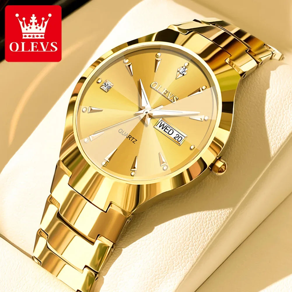 Tungsten Steel Luxury Waterproof Quartz Calendar Watch