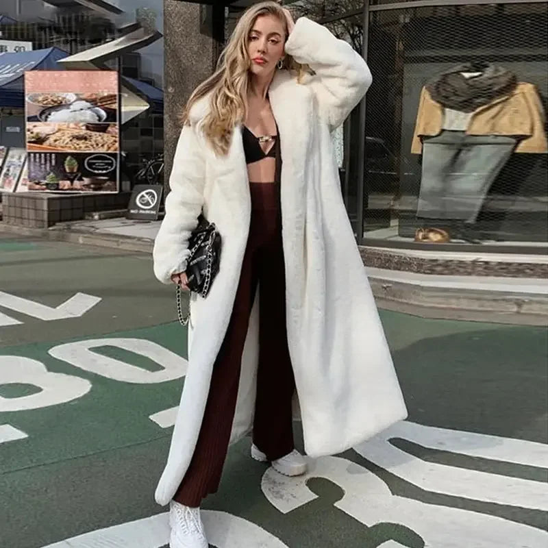Fluffy Winter Oversized Faux Fur Coat with Hood