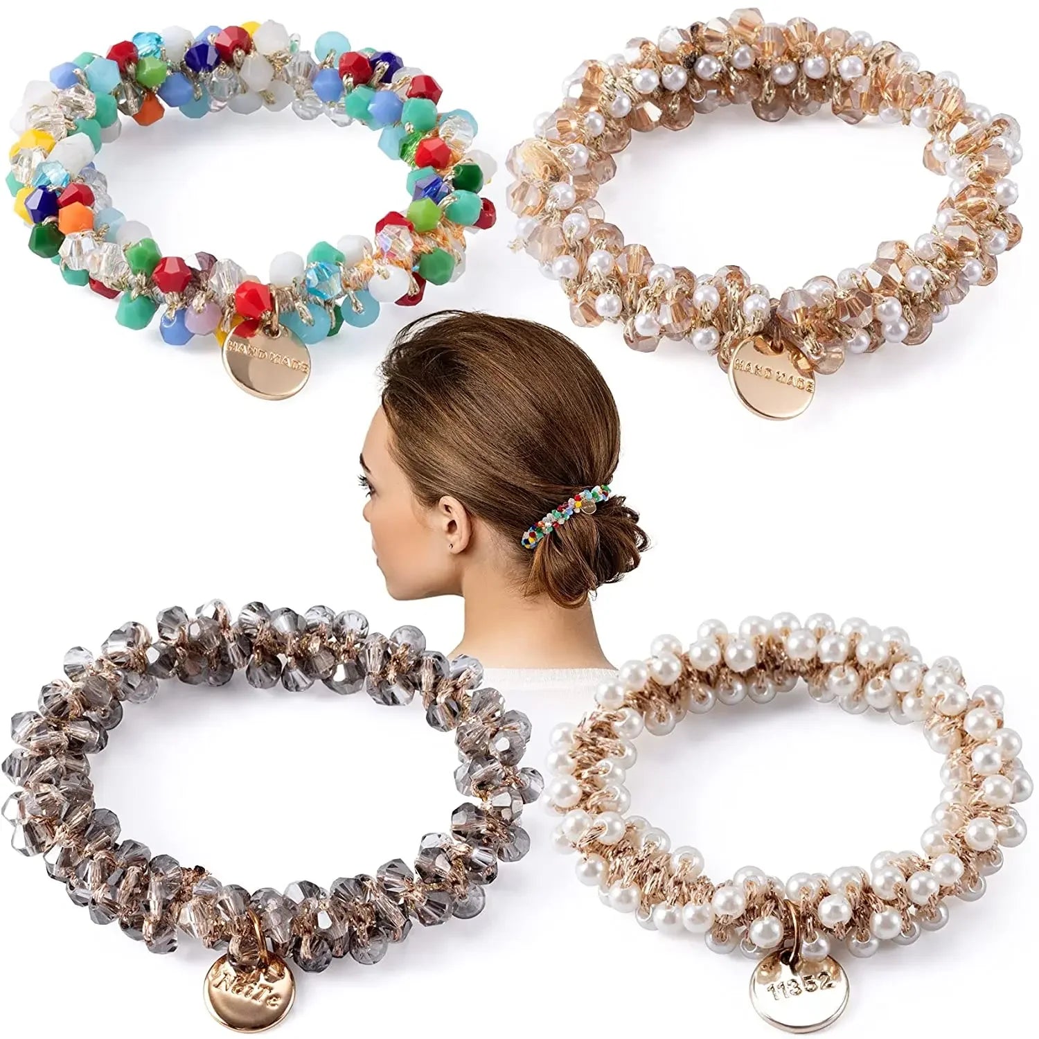 Crystal Pearl Handmade Hair Tie