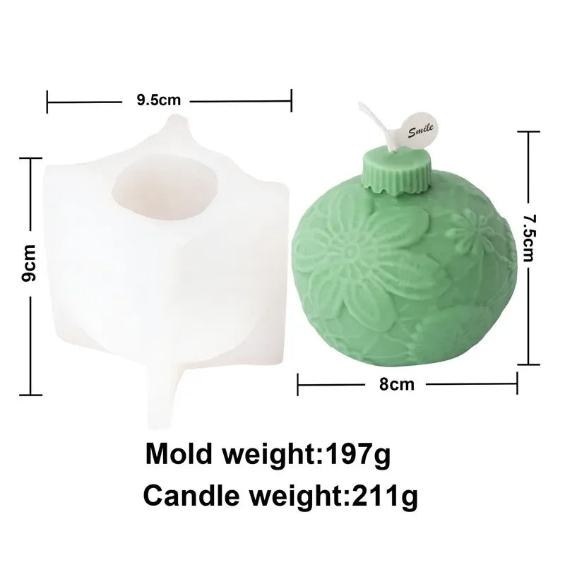 DIY Christmas geometric sphere candle silicone mold stripe spiral wave pattern spherical cake chocolate silicone mold resin mold