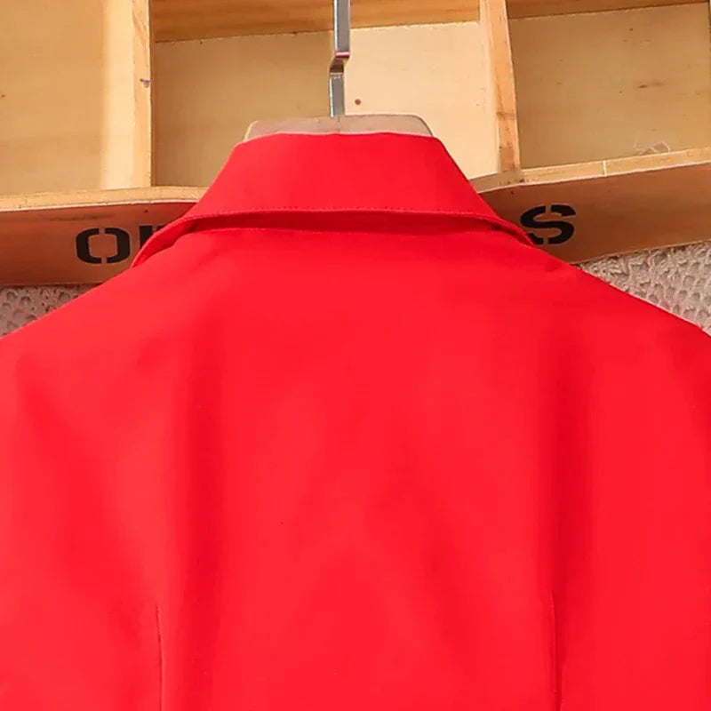 LUXTEEN Red Sleeveless Button Down Dress
