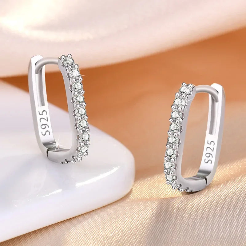 Destiny 925 SS Zircon Hoop Earrings