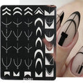 French Line Tips Nail Stamping Plates Stencil Forms Geometry Flowers Leaf Nail Art Stamp Templates Gel Polish Printing Plate