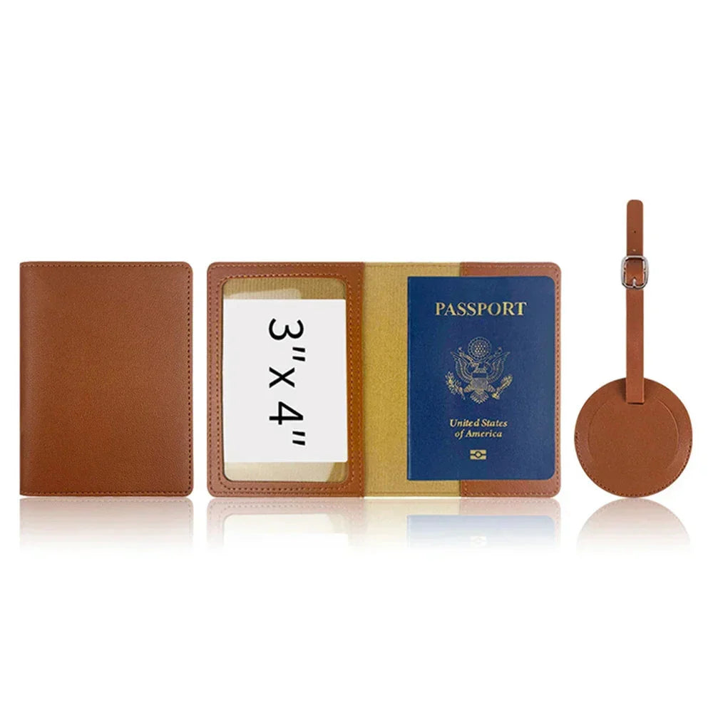 Custom Passport Holder Luggage Tag Set PU Leather