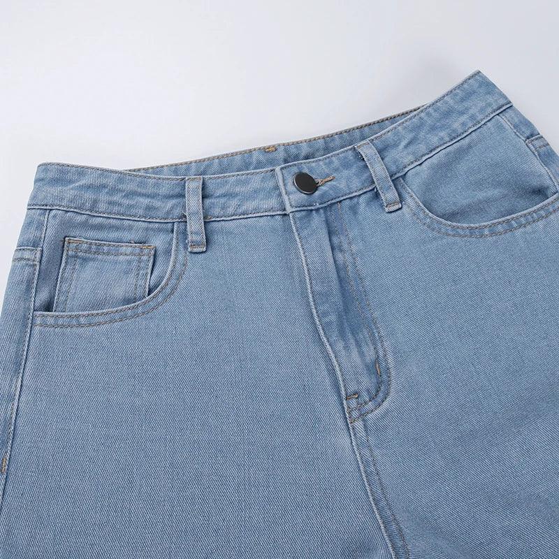 High Waisted Side Split Out Jeans Women Casual Loose Cargo Black Pants Streetwear Autumn Wide Leg Long Baggy Y2k Jeans XY23154SK