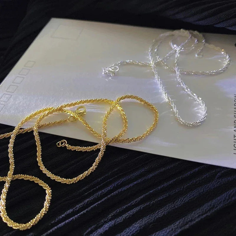Genuine  Italian S925 Sterling Silver Necklace Sparkling Clavicle Chain Sweater Chain High Jewelry for Woman Fine Jewelry Gifts