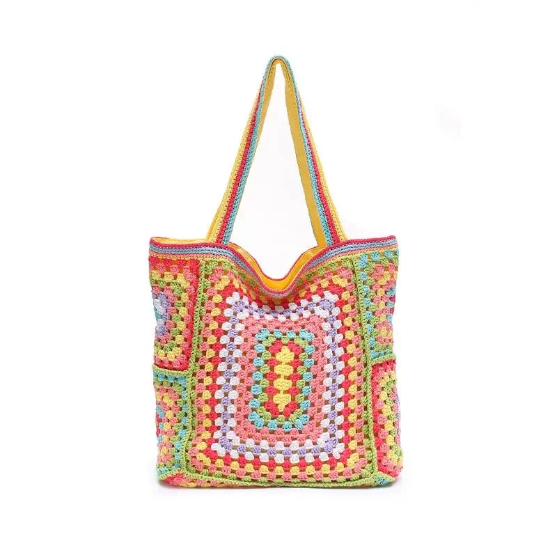 Bohemian Crochet Women Shoulder Bags Knitting Large Capacity Tote Bag Casual Lady Handbags Big Shopper Purses Summer Beach Bags