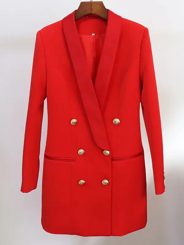 Long Sleeve Satin Collar Blazer Dress