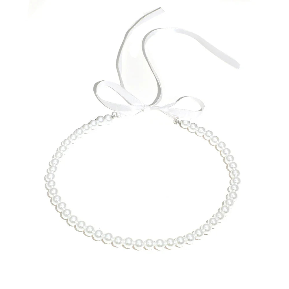Pearl & Black Velvet Choker Necklace