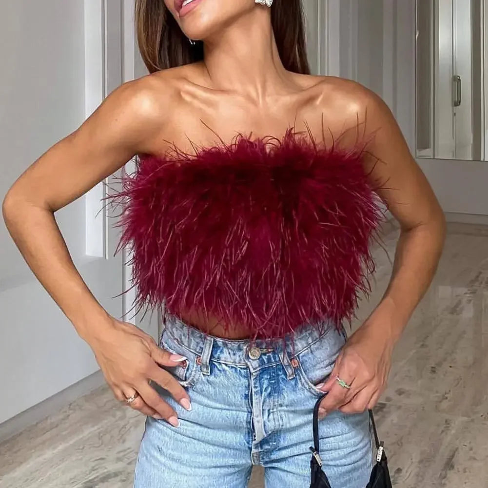 Missy Feather Crop Top