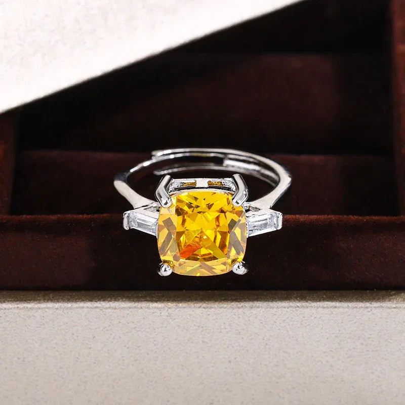 Canary Yellow 925 SS Resizable Ring