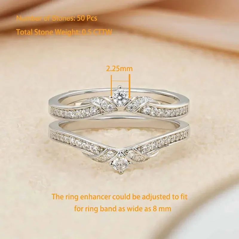 Genuine 925 Sterling Silver Crown Wedding Ring Enhancers for Women Adjustable Guard Rings 5A Cubic Zircon Fine Jewelry