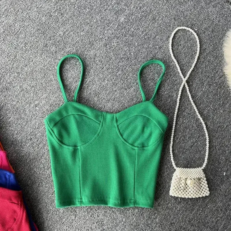 Strapless Western Style Skinny Tanks Camis for Women Summer Casual Solid Colours Female Corset Crop Tube Tops with Built In Bras