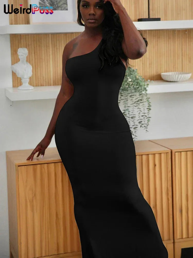 One Shoulder Skinny Streetwear Dress