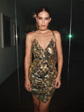 Lux Gold Sequin Mini Dress