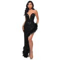 Sequin & Feather Cocktail Party Dress