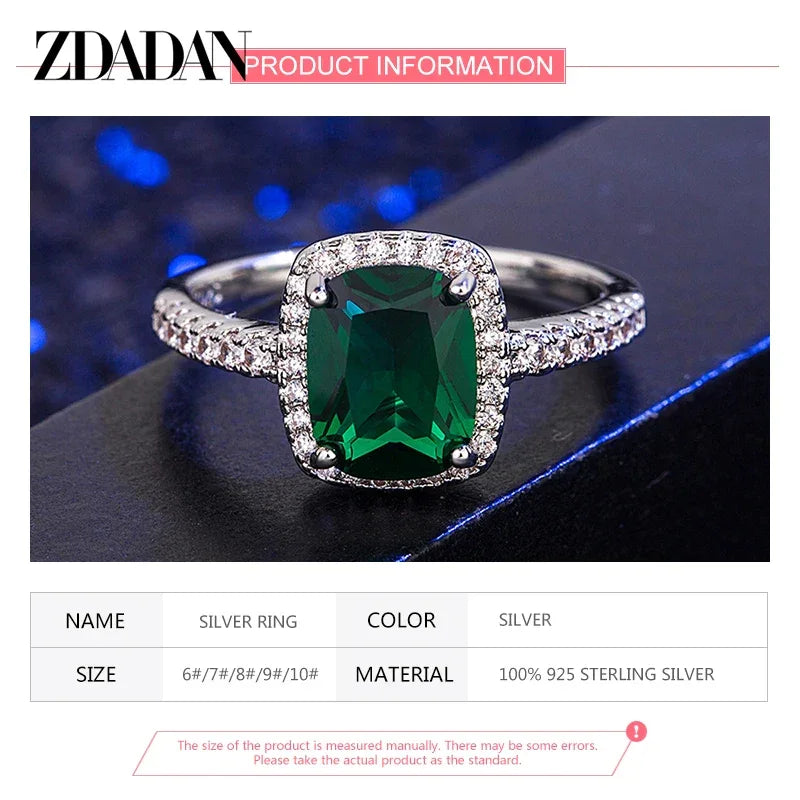Victoria 925 Sterling Silver Emerald Cut Rings