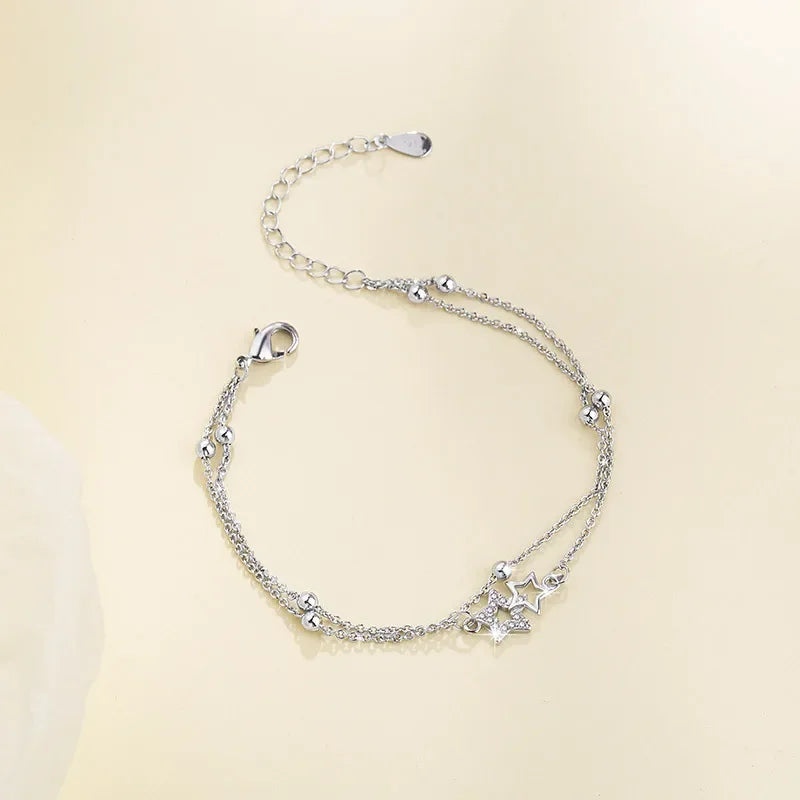 Romance 925 Sterling Silver Double Love Bracelet